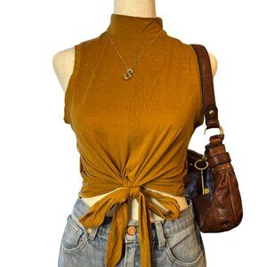 Lululemon Time to Restore Mock Neck Tie Twist Tank Top Yellow Gold 4